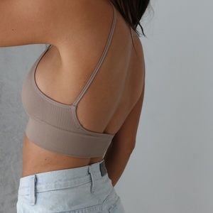llellie Low Back Seamless Bralette Crop Top Nude